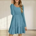 thumbnail image 1 of Dxzfnsa Sweater Dresses for Women Women's Round Neck Long Sleeve Dresses Solid Color Waisted Loose Fit Stripe Knit Dresses with Pockets, 1 of 6