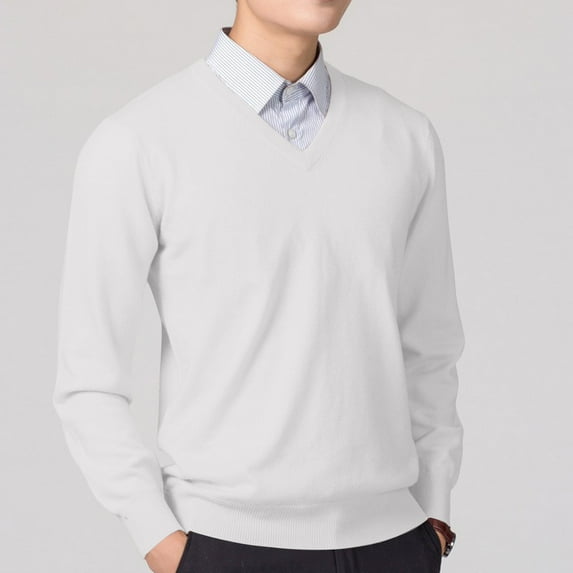 Dxzfnsa Sweaters for Men Men's Winter Casual Fashion Solid Color Sweaters Texture Long Sleeved V Neck Pullovere Sweaters Lightweight Knit Sweaters