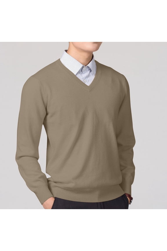 Sweaters for Men Men's Winter Casual Fashion Solid Color Sweaters Texture Long Sleeved V Neck Pullovere Sweaters Lightweight Knit Sweaters