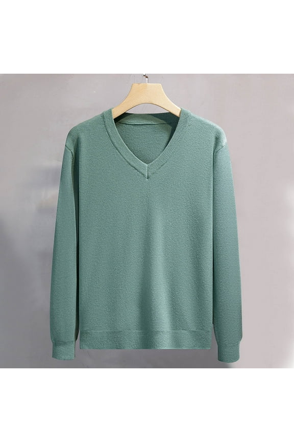 Sweaters for Men Men's Winter Casual Fashion Solid Color Sweaters Texture Long Sleeved V Neck Pullovere Sweaters Lightweight Knit Sweaters