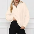 thumbnail image 1 of Dxzfnsa Sweatshirt for Women Women's Fashion Casual Solid Color Lapel Sweatshirts Long Sleeve Quarter Zipper Pullovers Oversize Cozy Warm Hoodless Sweatshirts, 1 of 5