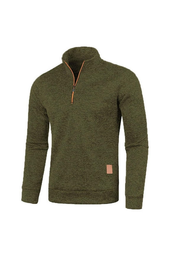 Sweatshirts for Men 2025 Winter New Fashion Men's Casual Solid Color Pullovers Quarter Zip Up Collar Long Sleeve Coats Thin Velvet Sweater Coats