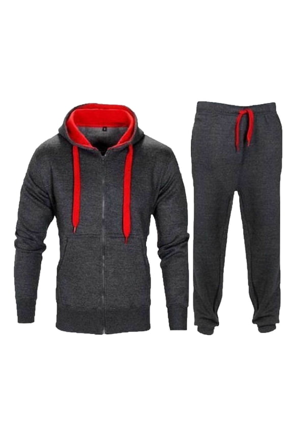 Sweatsuits for Men Men's Solid Color Jogging Hooded Tracksuits Casual Long Sleeve Zipper Jackets Long Sweatpants Fall Winter Athletic Sets with Pockets