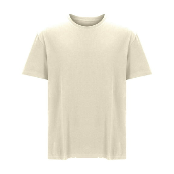 Dxzfnsa Tops for Men Basic Lightweight Solid Color Shirts Mens Comfortable Crew Neck Short Sleeve Cotton Blouses