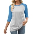 thumbnail image 1 of Dxzfnsa Tops for Women Trendy Women's 3/4 Sleeve T-Shirts Crew Neck Buttons Cute Casual Tunic Tops Basic Tees Blouses Loose Fit Pullover 2025 S-5XL, 1 of 5