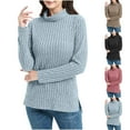 thumbnail image 1 of Dxzfnsa Tops for Women Trendy Women's Casual Long Sleeve Sweaters Loose Turtleneck Knit Solid Pullover Sweater Jumper Tops S-2XL, 1 of 9