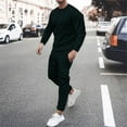 thumbnail image 1 of Dxzfnsa Tracksuit for Men 2 pieces Mens Fashion Casual Solid Color Sports Sets Long Sleeve Round Neck Pullovers Loose Athletic Drawstring Pants with Pockets, 1 of 6