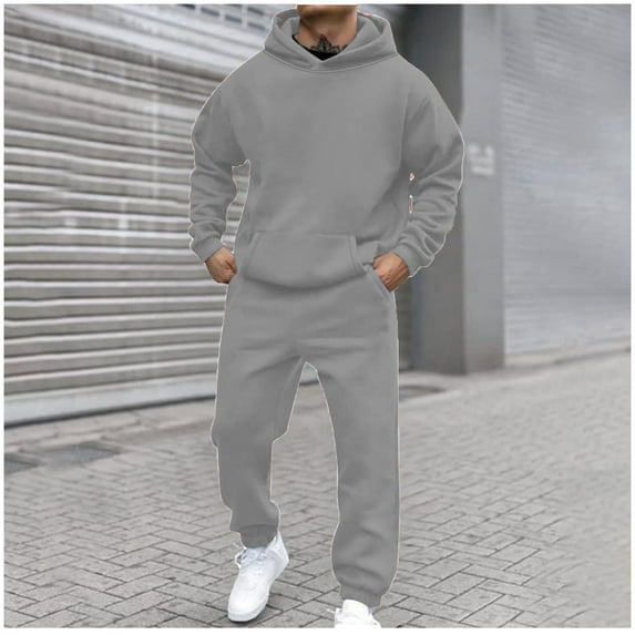 Dxzfnsa Tracksuits for Men 2 Piece Pullover Hoodies and Elastic Waist Sweatpants Sets Mens Casual Solid Color Long Sleeve Sweatsuits Running Jogging Sport Suit Sets