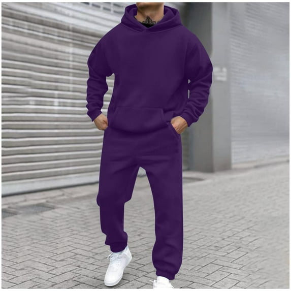 Dxzfnsa Tracksuits for Men 2 Piece Pullover Hoodies and Elastic Waist Sweatpants Sets Mens Casual Solid Color Long Sleeve Sweatsuits Running Jogging Sport Suit Sets