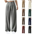 thumbnail image 1 of Dxzfnsa Wide Leg Pants for Women Flowy Drawstring Elastic Waist Trousers with Pockets Summer Beach Vacation Clothes S-2XL, 1 of 4