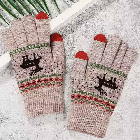 Dxzfnsa Winter Gloves for Women Warm Wool Touch Screen Ladies Windproof Thermal Knit Fleece Lined Gloves for Cold Weather Gift for Women Christmas Gifts