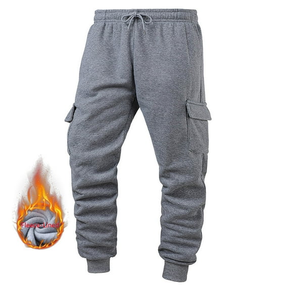 Dxzfnsa Winter Warm Pant for Mens Winter Fleece Pants Sherpa Lined Active Running Pants Elastic Waist Jogger Pants