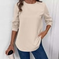 thumbnail image 1 of Dxzfnsa Woman Casual Solid Color Long Sleeve Round Neck Jacket With Curved Hem Women Clothing White-2XL, 1 of 7