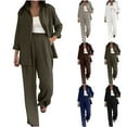 thumbnail image 1 of Dxzfnsa Women 2 Piece Outfits Lapel Neck Cardigan Tops Wide Leg Sweatpants with Cargo Pockets Travel Outfits 2025 Long Pants Outfits S-5XL, 1 of 9