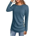 thumbnail image 1 of Dxzfnsa Women Long Sleeve Tops 2025 Women's Solid Color Knit Blouses Comfortable Soft Round Neck Shirts Versatile for All Seasons Size S-XXL, 1 of 8