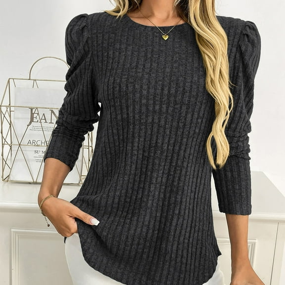 Dxzfnsa Womens Long Sleeve Shirts Fall Fashion Tops 2025 Crewneck Dressy Sweaters Tunic Winter Clothes Casual Outfits Pullover