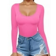 thumbnail image 1 of Dxzfnsa Women Sexy Short Sleeve Sequins Loose Polluer Solid V-Neck Blouse Shirt Blouses for Women Dressy Casual Hot Pink-XS, 1 of 5