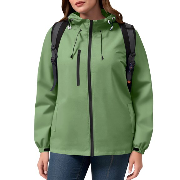 Dxzfnsa Women Solid Rain Outdoor Plus Size Hooded Windproof Loose Coat Tops With Pocket Winter Coats for Women S-4XL