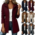 thumbnail image 1 of Dxzfnsa Women Waterproof Outdoor Hiking Drawstring Raincoat Windproof Rain Jacket Lightweight Hooded Jackets Zipper Trench Coats with Pockets S-2XL, 1 of 9