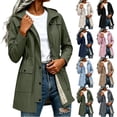thumbnail image 1 of Dxzfnsa Women Waterproof Outdoor Hiking Raincoat Women Lined Windproof Rain Jacket Lightweight Hooded Jackets Trench Coats S-2XL, 1 of 9