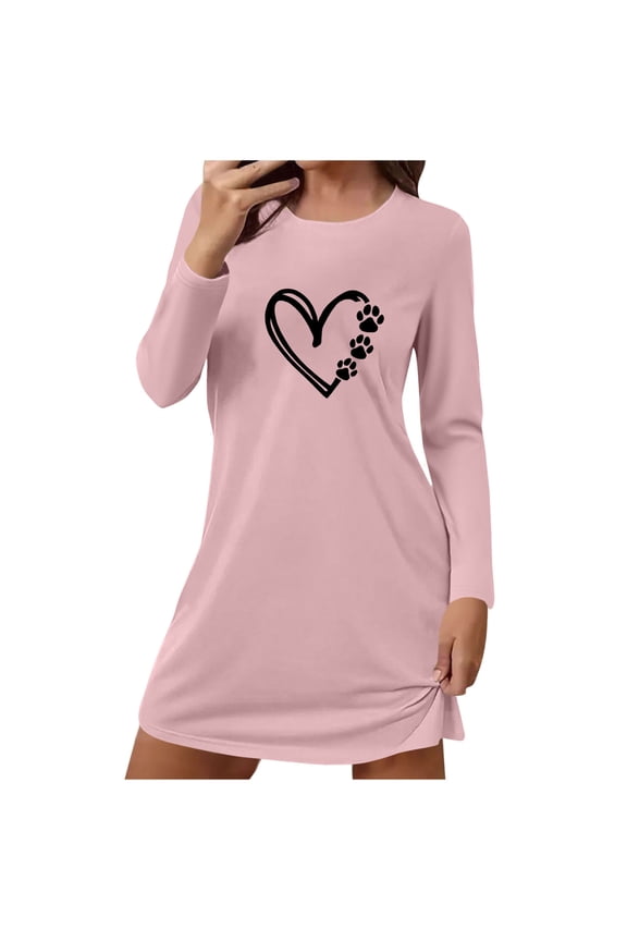 Women's 2025 Fall Sweater Dress Winter Long Sleeve Love Prints Button Elegant Work Formal Cocktail Party Mini Dresses(Pink,S-2XL)