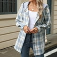 thumbnail image 1 of Dxzfnsa Women's Brushed Plaid Shirts Long Sleeve Flannel Lapel Button Down Cardigan Boyfriend Shacket Jacket Coats Shirts for Women,Blue-2XL, 1 of 8