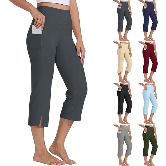 Dxzfnsa Women's Capri Pants, Wide Leg Basic Sweatpants Lounge Loose Fit Casual Drawstring Yoga Capris with Pockets S-2XL