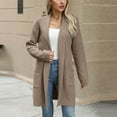 thumbnail image 1 of Dxzfnsa Women's Cardigan Sweaters Long Sleeve Plus Size Solid Colid Cable Knit Cardigans Open Front Outerwear with Pockets, 1 of 7