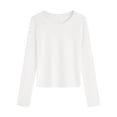 thumbnail image 1 of Dxzfnsa Women's Casual Round-neck Fall/Winter Long Sleeved Loose Blouses Shirts Long Sleeve Tops for Women White-S, 1 of 3