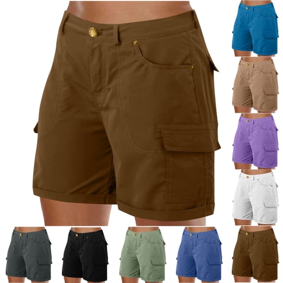 Dxzfnsa Women's Lightweight Hiking Cargo Shorts with Pockets Water Resistant Athletic Shorts for Golf Casual S-3XL