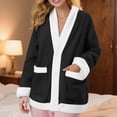 thumbnail image 1 of Dxzfnsa Women's Fleece Bed Jackets Flannel Thickened Long Sleeve Cardigan Pajamas Loose Solid Color Button Up Homestay Tops with Pockets, 1 of 7