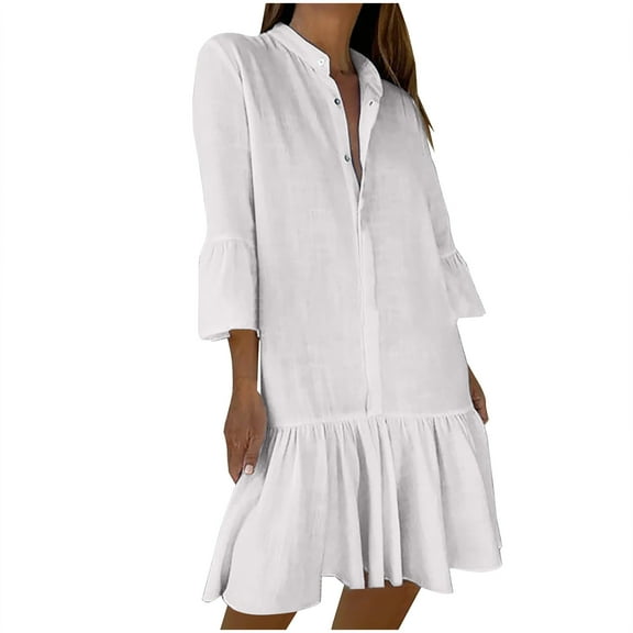 Dxzfnsa Women's Floral Boho Dress Fall Long Sleeve Wrap V Neck Ruffle Flowy Maxi Spring Wedding Guest Vacation Dresses(White,S-2XL)