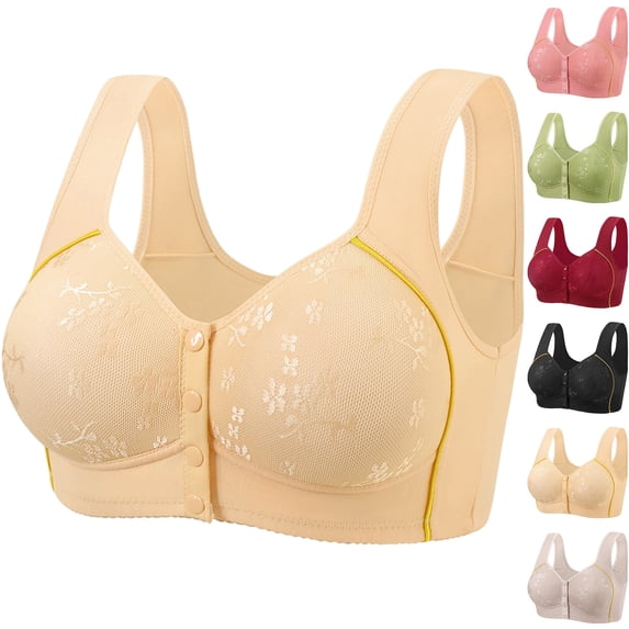 Dxzfnsa Women's Front Closure Racerback Bras Plus Size Full Coverage Supportive Underwire Plunge Unlined Bra (Green,L)