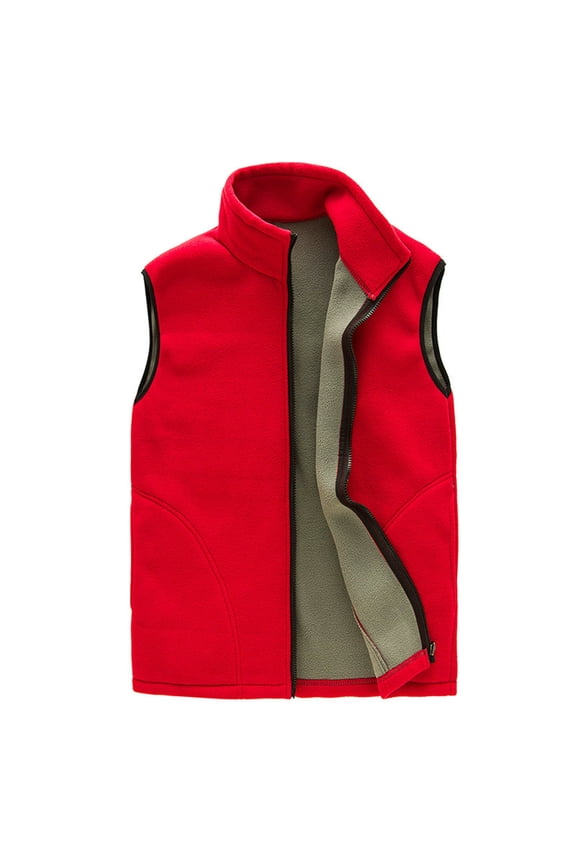 Women's Full Zip Fleece Vests Warm Winter Sleeveless Cardigan Stand Collar Vest Coats with Pocket Womens Fashion Solid Color Jackets