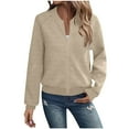 thumbnail image 1 of Dxzfnsa Women's Full Zip Up Jackets Fall Women's Casual Comfy Solid Color Coats Round Neck Long Sleeved Cardigan Jackets Lightweight Sweatshirt Jackets, 1 of 6