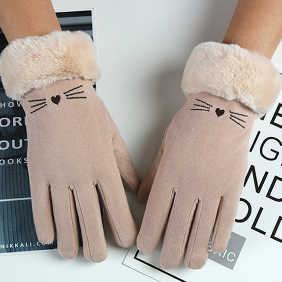 Dxzfnsa Women's Gloves Winter Touch Screen Texting Comfortable and Warm Double-Sided Velvet Lining Thickened Warm Gift for Women Christmas Gifts