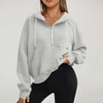 thumbnail image 1 of Dxzfnsa Women's Half Zip Sweatshirts Fleece Stand Collar Long Sleeve Sweatshirts Solid Color Thumb Hole Oversized Pullovers with Pockets, 1 of 7