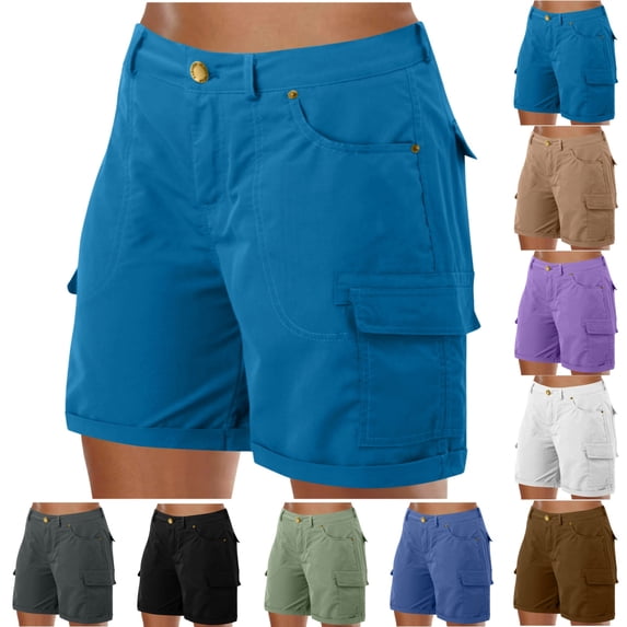 Dxzfnsa Women's Lightweight Hiking Cargo Shorts with Pockets Water Resistant Athletic Shorts for Golf Casual S-3XL