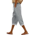 thumbnail image 1 of Dxzfnsa Women's Linen Capris Wide Leg Ruffle High Waisted Pants Casual Drawstring Summer Loose Capri Pants with Pockets S-2XL, 1 of 5