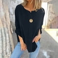 thumbnail image 1 of Dxzfnsa Women's Long Sleeved Solid Color Casual Round Neck Top/shirt Womens Fall Clothes Black-XL, 1 of 6