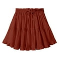 thumbnail image 1 of Dxzfnsa Women's Mini Skirts Womens Basic High Waisted Tiered Ruffles Hem Skirts Summer Loose Drawstring Elastic Waist Solid Color Beach Skirts, 1 of 7