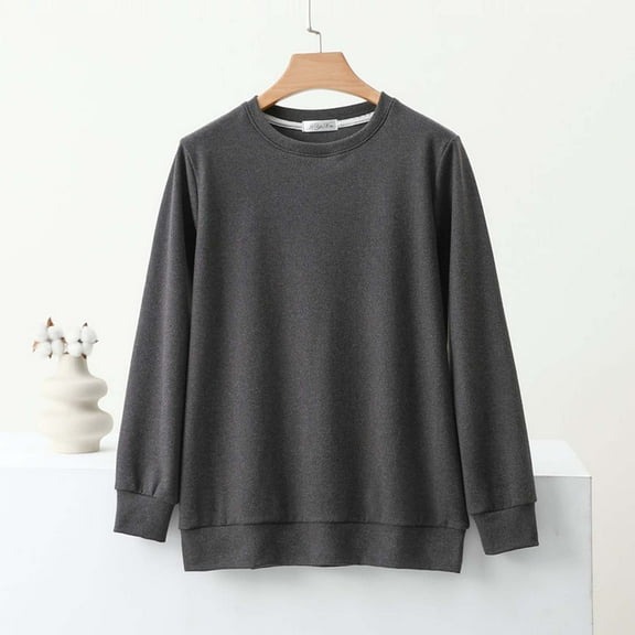 Dxzfnsa Women's Pajama Tops Womens Plus Size Casual Long Sleeved Round Neck Homestay Tops Fleece Warm Comfortable Pullover Pajamas