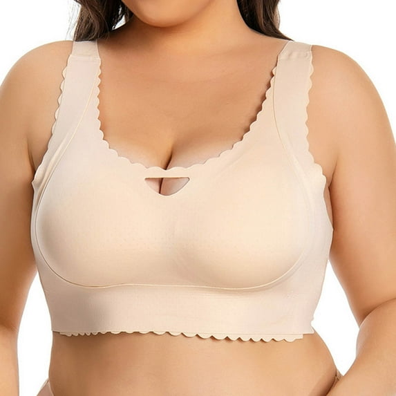 Dxzfnsa Women's Plus Size Front Button Underwear Without Breast Pad Beautiful Back And Seamless Underwear Daily Bra