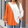 thumbnail image 1 of Dxzfnsa Women's Plus Size Polka T-shirt Home Casual Long Sleeved Round Neck Top Business Casual Tops for Women Orange-5XL, 1 of 6