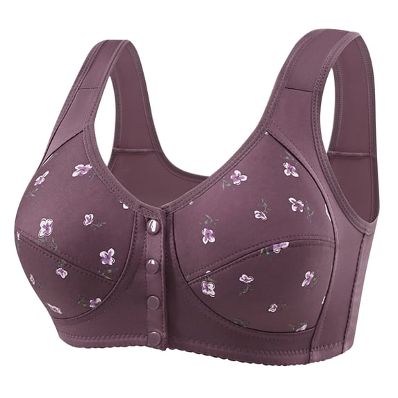 Dxzfnsa Women's Printed Front Button No Steel Ring Bra Large Size Large Cup Bra