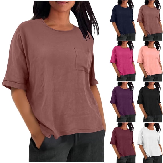 Dxzfnsa Women's Soft Basic Short Sleeve T-Shirt, Round Neck Tops Summer Casual Tee for Spring Shirts Clothes Everyday Wear S-3XL