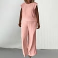 thumbnail image 1 of Dxzfnsa Women's Two Piece Lounge Sets Plus Size Womens Round Neck Tank Tops Wide Leg Pants Sets Soft Casual Solid Color Sets Summer Travel Beach Outfits, 1 of 6