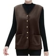 thumbnail image 1 of Dxzfnsa Women's Vest Lightweight V Neck Button Up Vests for Women Comfy Casual Solid Color Jackets Warm Sleeveless Short Vest Coats with Pockets, 1 of 7