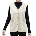 thumbnail image 1 of Dxzfnsa Women's Vest Lightweight V Neck Button Up Vests for Women Comfy Casual Solid Color Jackets Warm Sleeveless Short Vest Coats with Pockets, 1 of 6