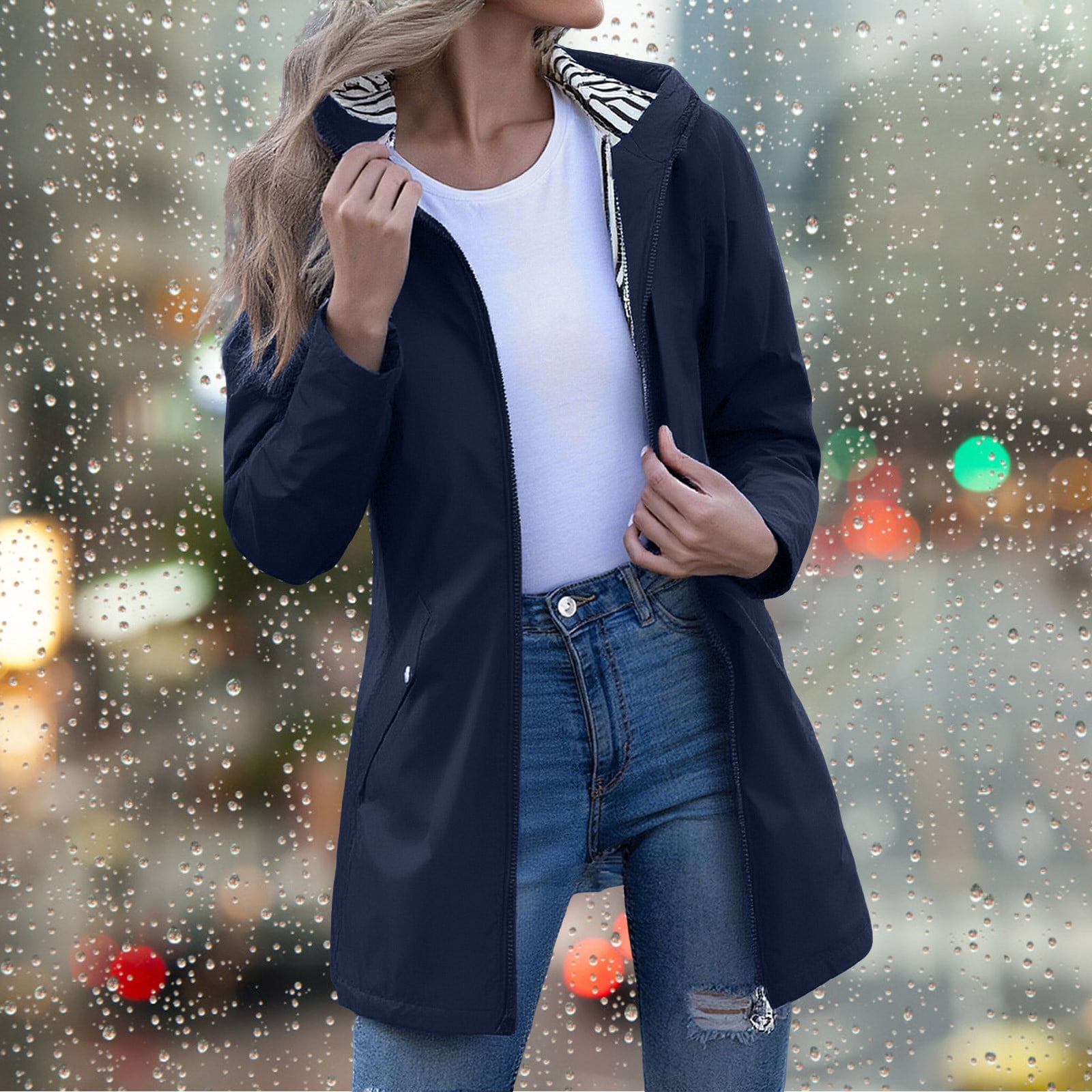 Dxzfnsa Women's Waterproof Rain Jackets with Hood Fashion Womens ...
